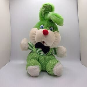 Polka Dot Green Plush Bunny Stuffed Animal Rabbit Overalls Red Nose ITN Toys